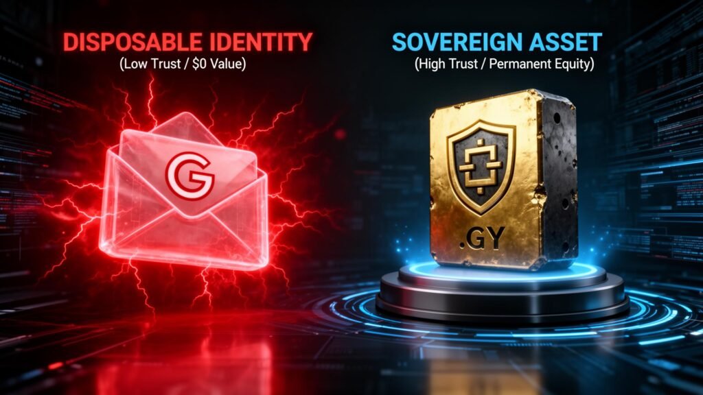 Free email like Gmail signals Digital equity to the risk algorithm.